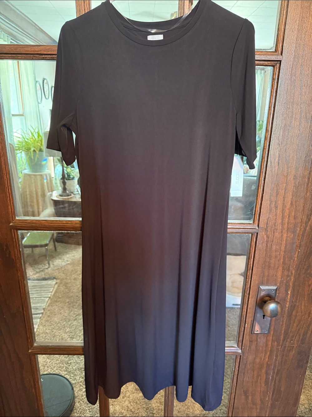 Chico's Black Short-Sleeve Midi Dress